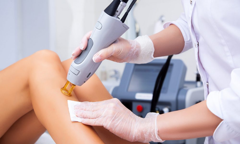 The doctor treating laser hair removal on Women's leg | Get DiolazeXL Laser Hair Removal at Key Wellness in Crosslake, MN